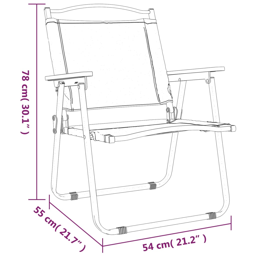 vidaXL Scaune de camping, 2 buc., bej, 54x55x78 cm, țesătură Oxford