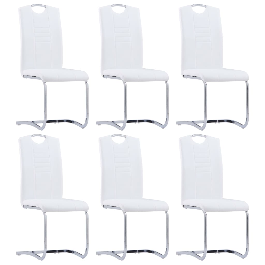 vidaXL Set mobilier de bucătărie, 7 piese, alb, piele ecologică