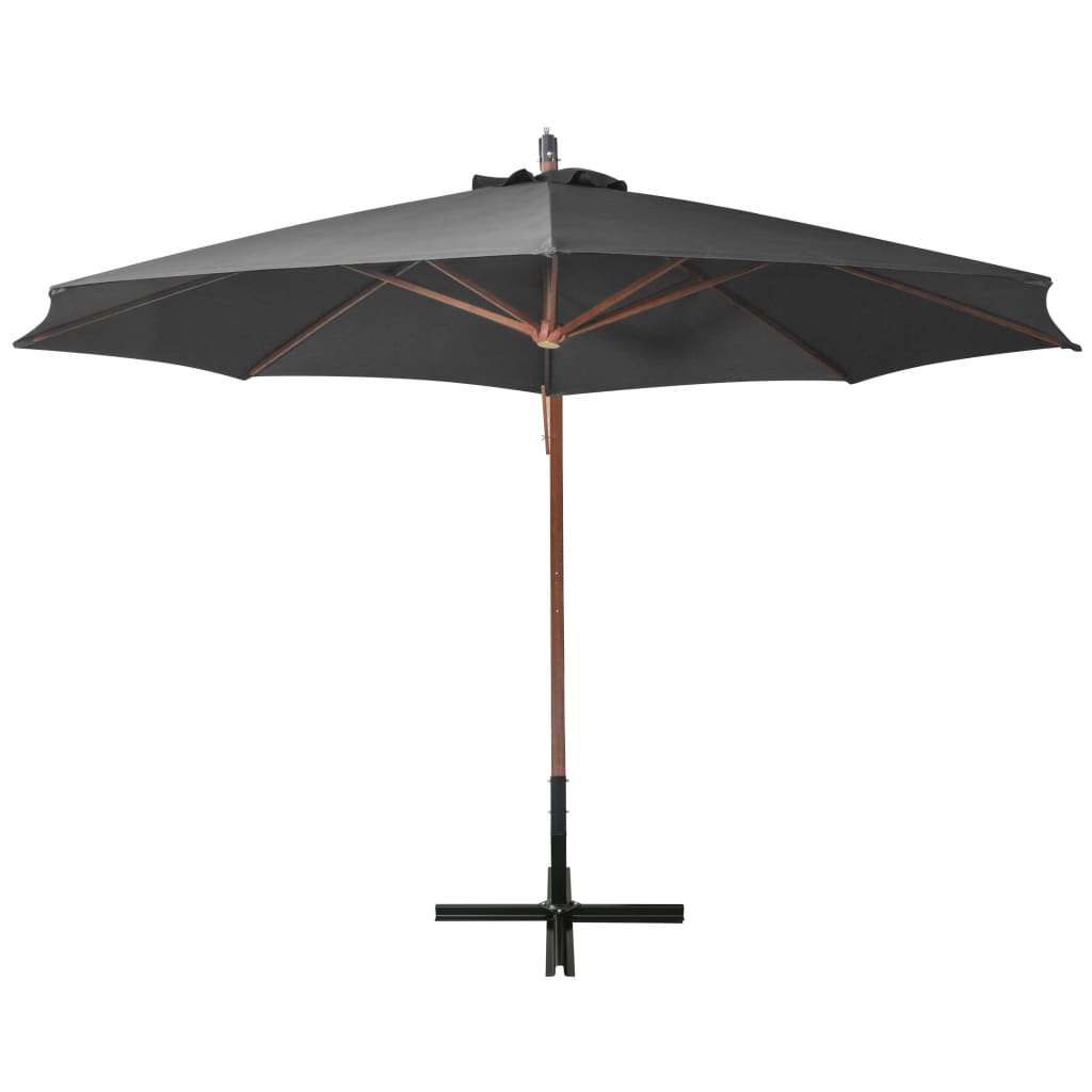 vidaXL Umbrelă suspendată cu stâlp, antracit, 3,5x2,9 m, lemn brad