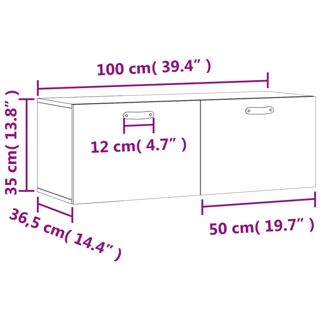 vidaXL Dulap de perete, negru, 100x36,5x35 cm, lemn compozit