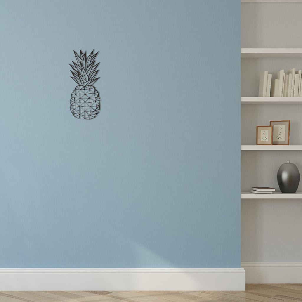 Homemania Decor de perete Pineapple, negru, 22x55 cm, oțel