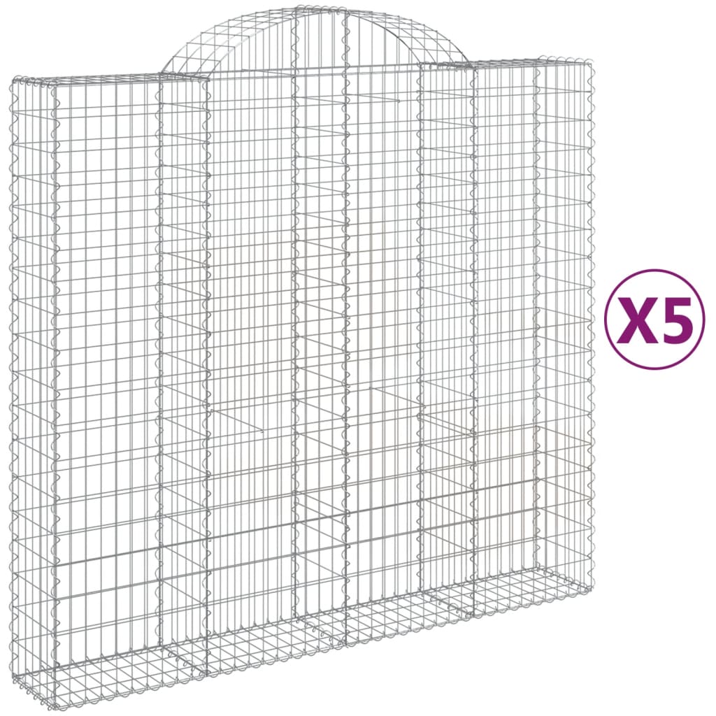 vidaXL Coșuri gabion arcuite 5 buc, 200x50x180/200 cm, fier galvanizat