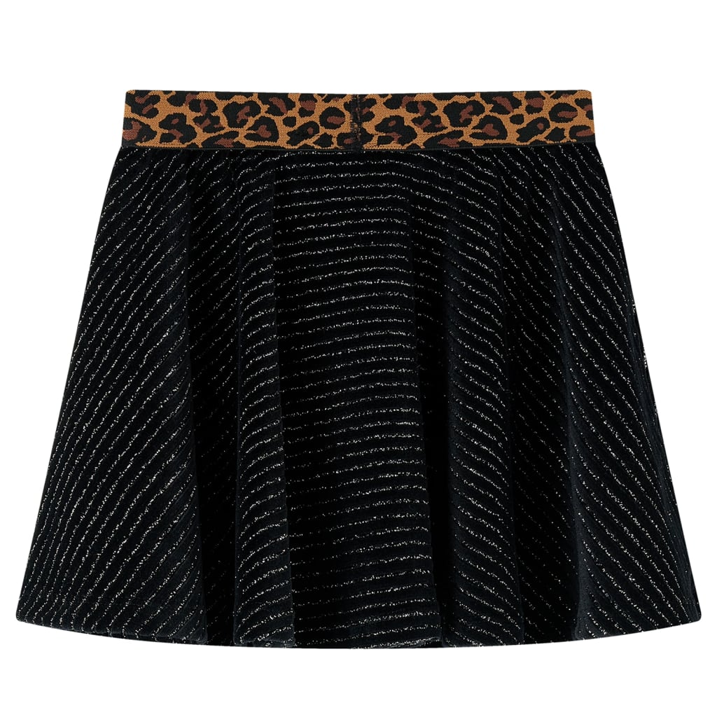 Fusta de copii cu talie tip leopard, negru, 140