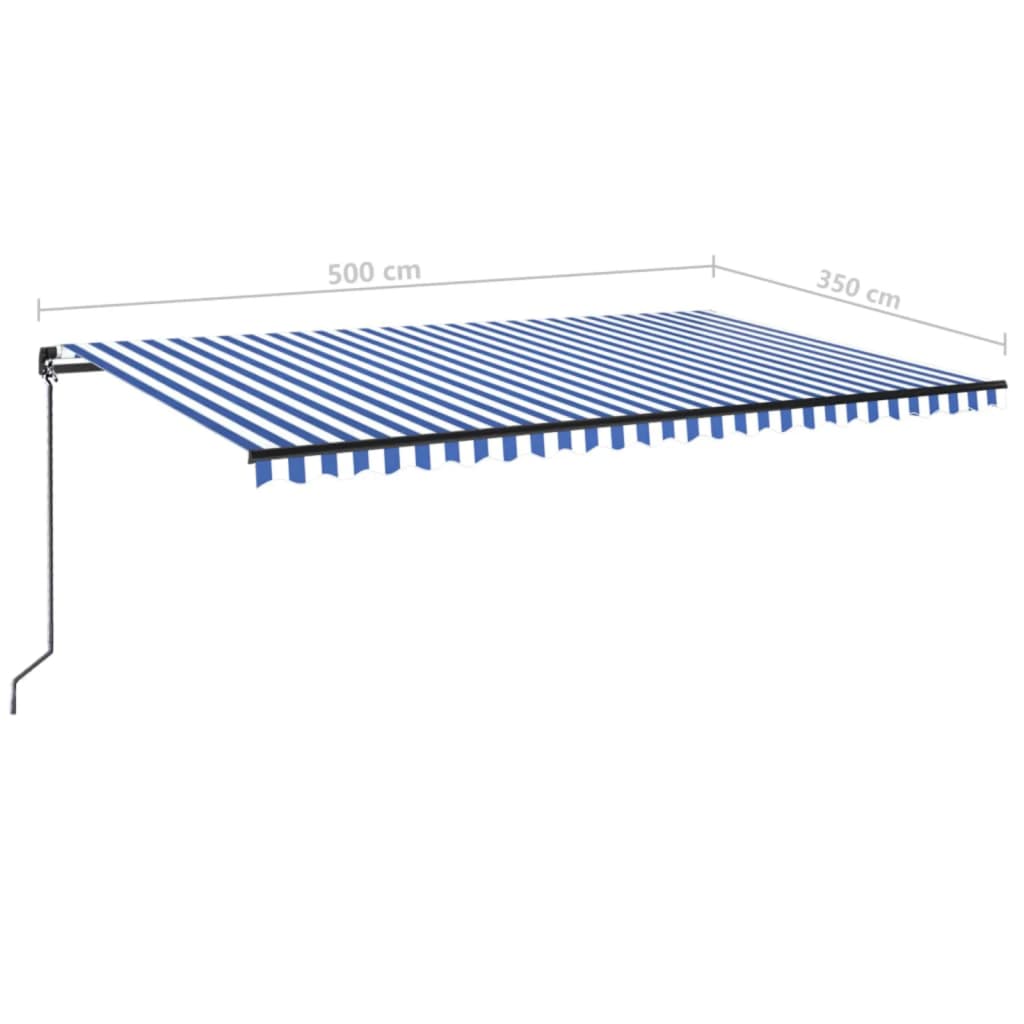 vidaXL Copertină retractabilă manual, albastru și alb, 500x350 cm