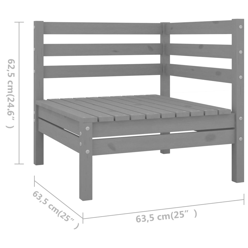 vidaXL Set mobilier de grădină, 7 piese, gri, lemn masiv de pin