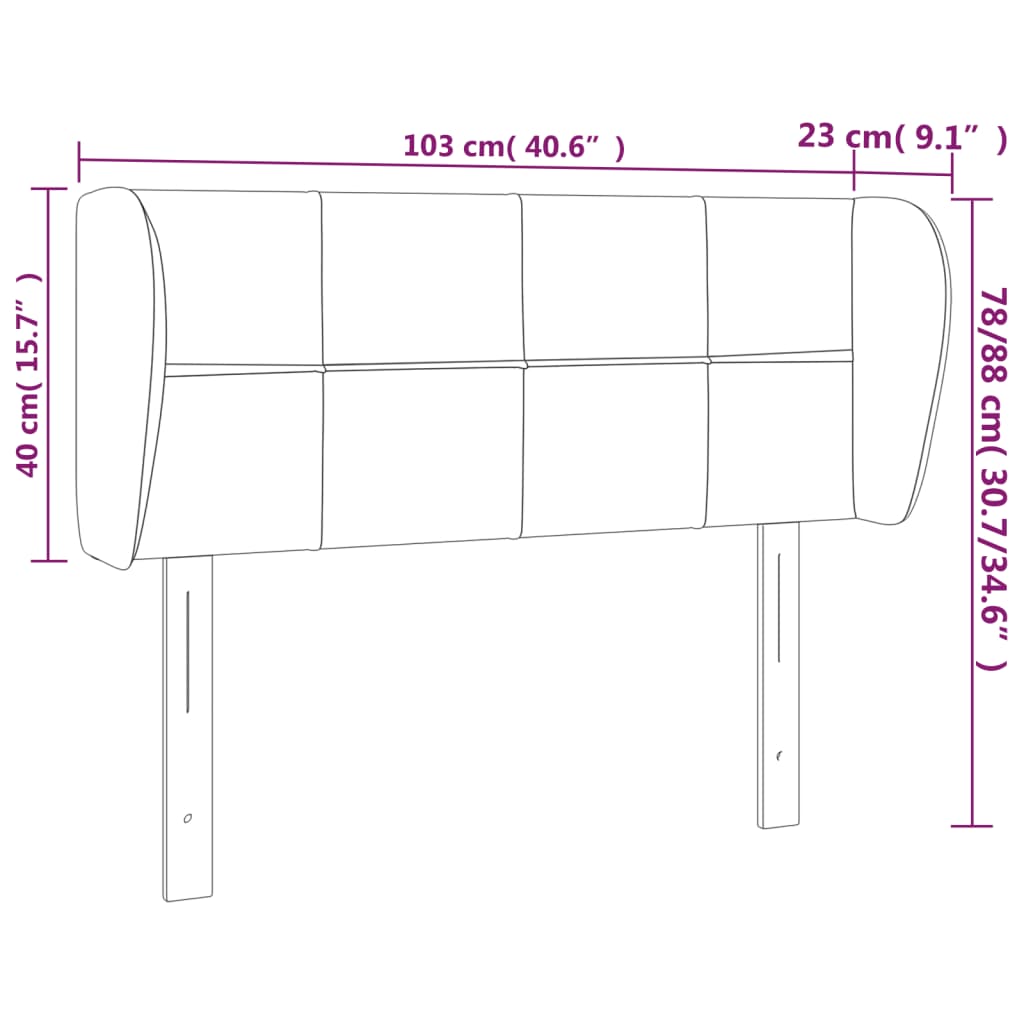 vidaXL Tăblie de pat cu aripioare gri deschis 103x23x78/88 cm catifea