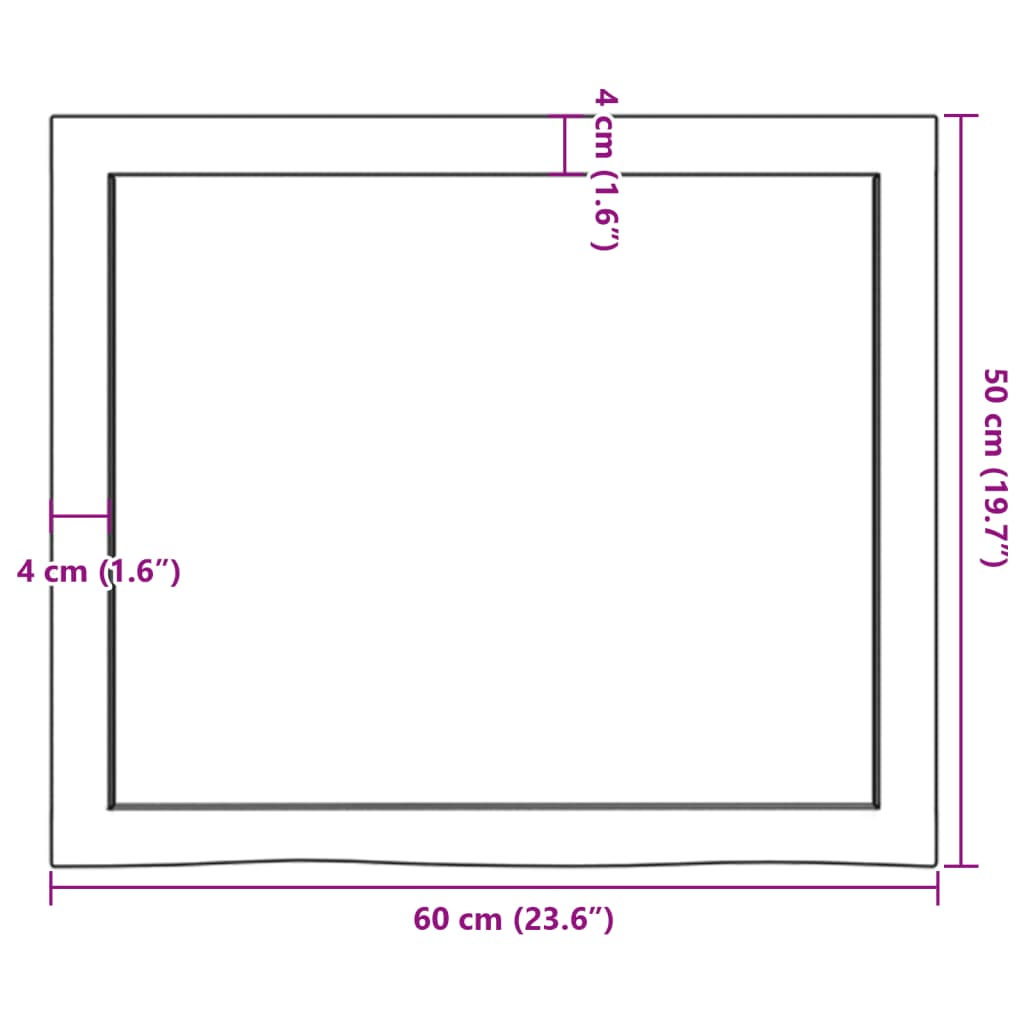 vidaXL Blat de masă maro 60x50x(2-6) cm, lemn masiv stejar tratat