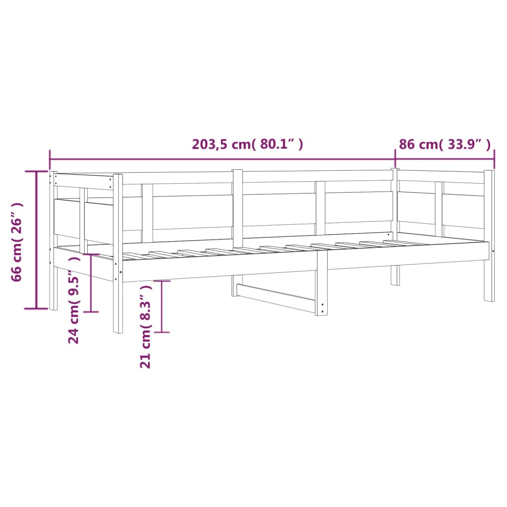 vidaXL Pat de zi, 80x200 cm, lemn masiv de pin