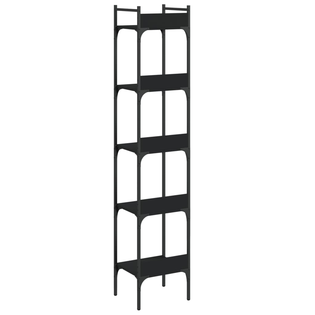 vidaXL Bibliotecă cu 5 niveluri, negru, 35x30x174 cm, lemn prelucrat