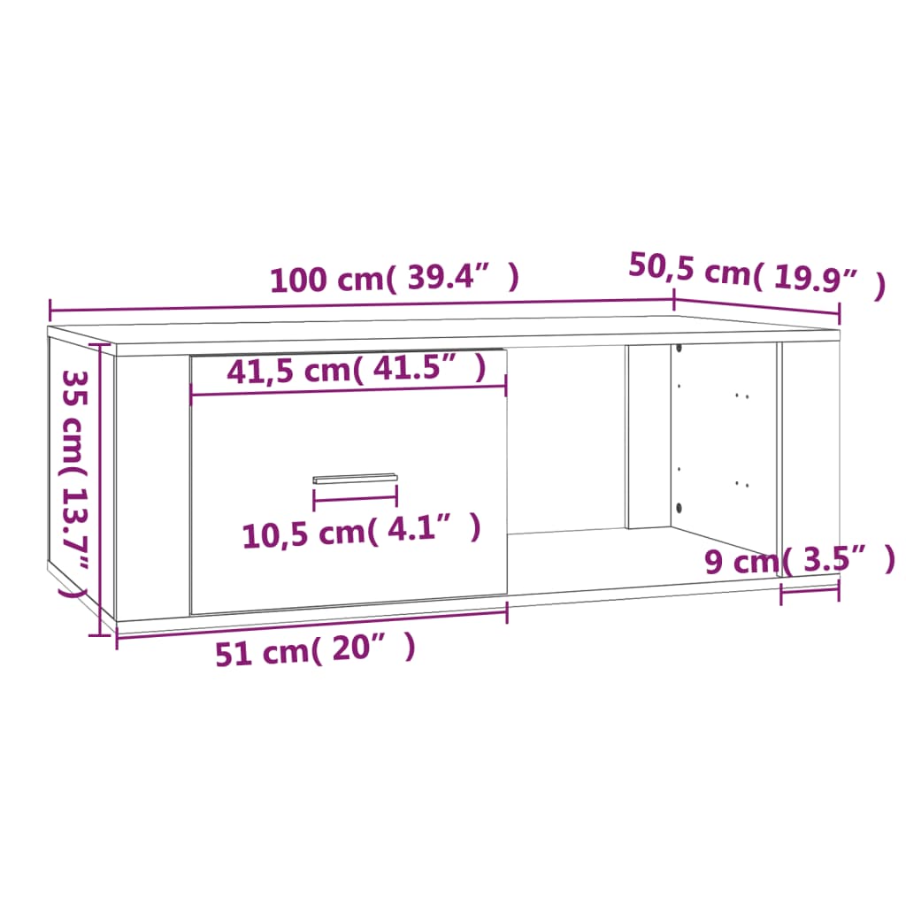 vidaXL Măsuță de cafea, gri sonoma, 100x50,5x35 cm, lemn compozit