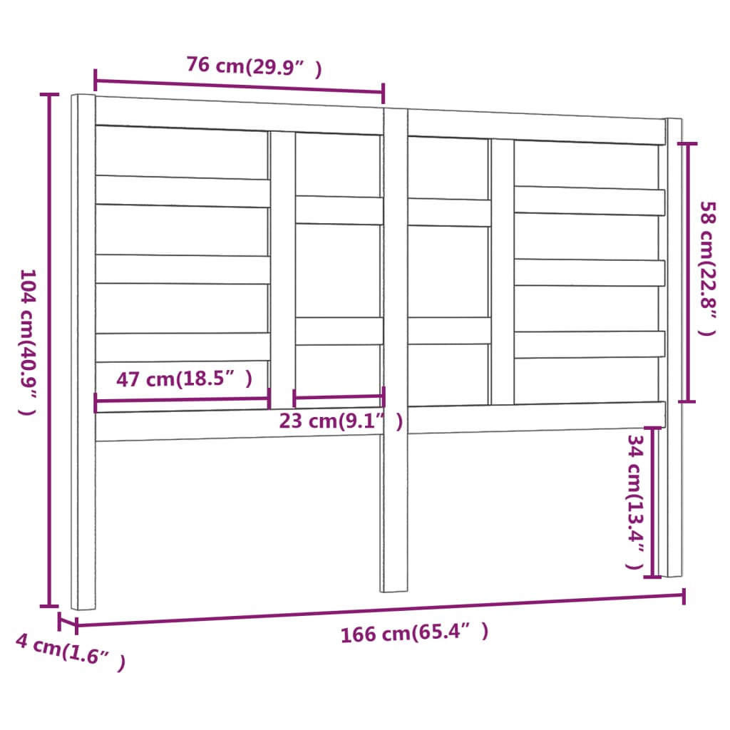 vidaXL Tăblie de pat, gri, 166x4x104 cm, lemn masiv de pin