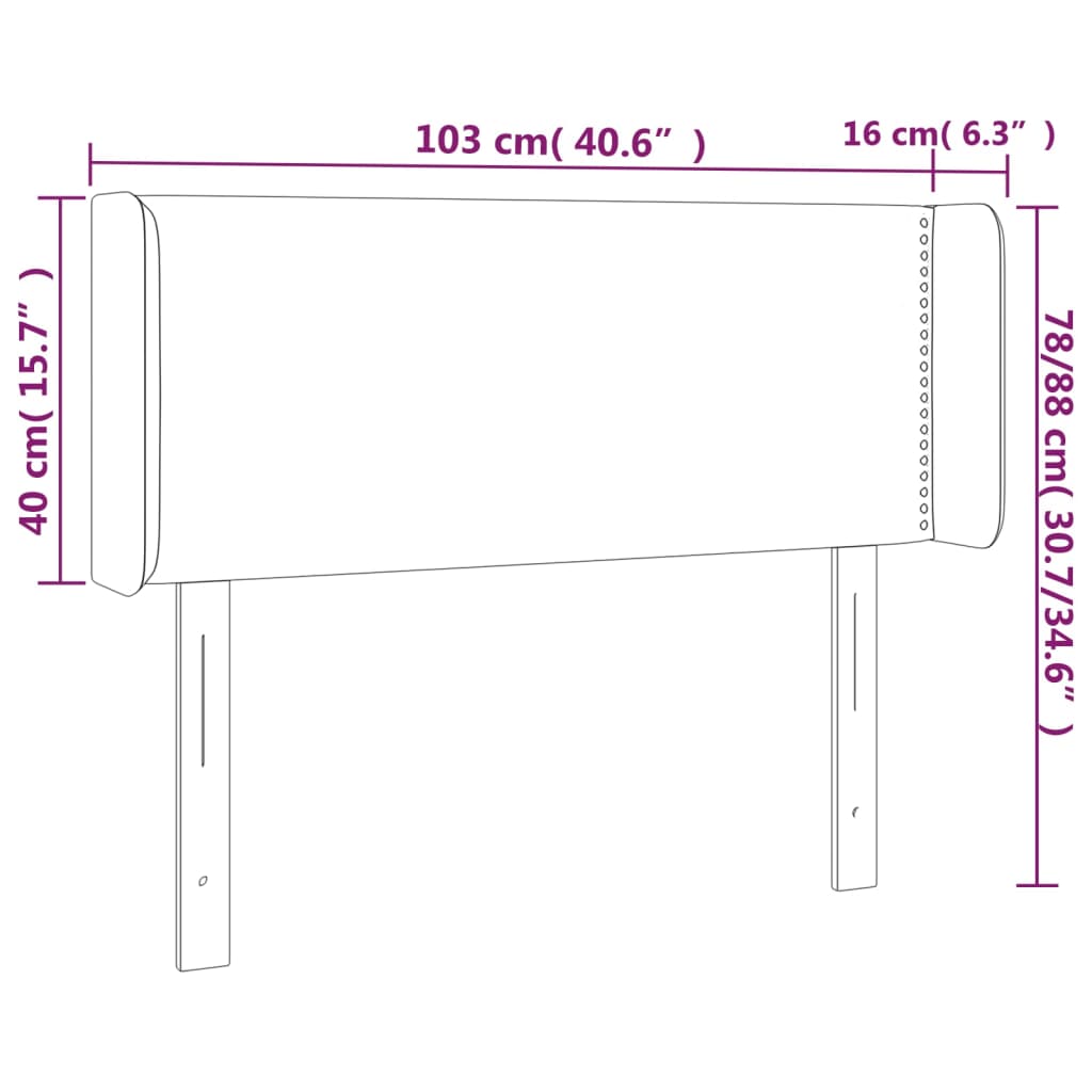 vidaXL Tăblie de pat cu LED, gri, 103x16x78/88 cm, piele ecologică