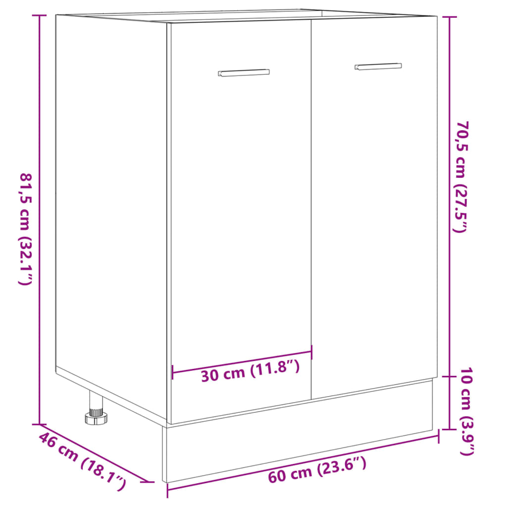 vidaXL Dulap inferior, stejar Sonoma, 60 x 46 x 81,5 cm, PAL