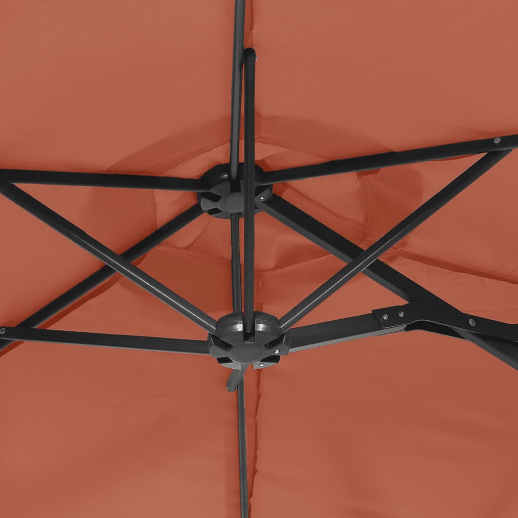 vidaXL Umbrelă de soare cu două capete, cărămiziu, 316x240 cm