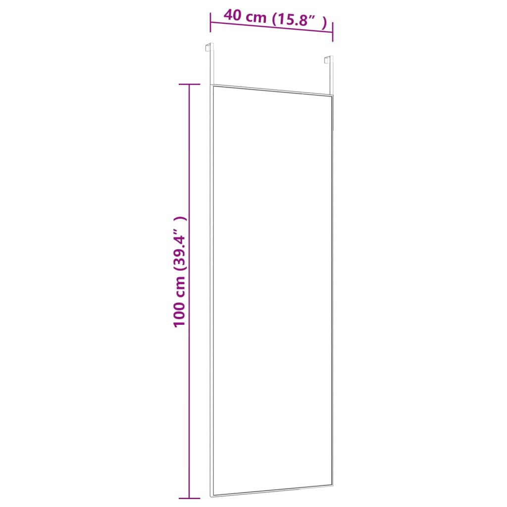 vidaXL Oglindă pentru ușă, negru, 40x100 cm, sticlă și aluminiu