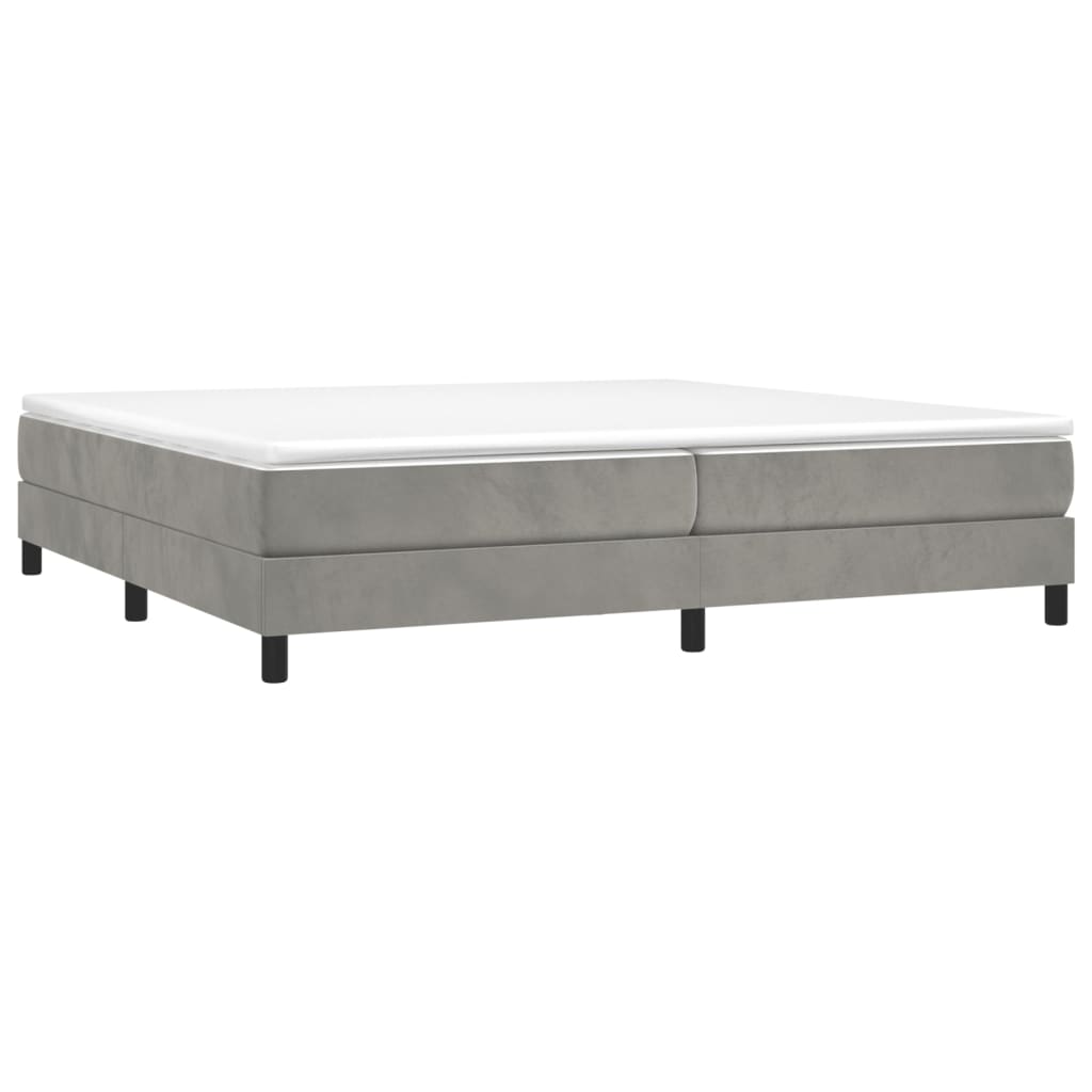 vidaXL Pat box spring cu saltea, gri deschis, 200x200 cm, catifea