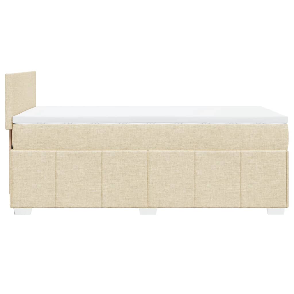 vidaXL Pat box spring cu saltea, crem, 80x200 cm, textil