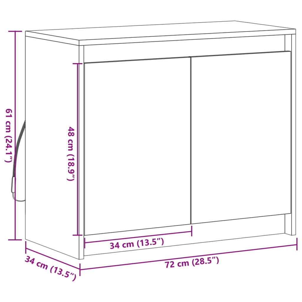 vidaXL Dulap cu LED, stejar sonoma, 72x34x61 cm, lemn prelucrat