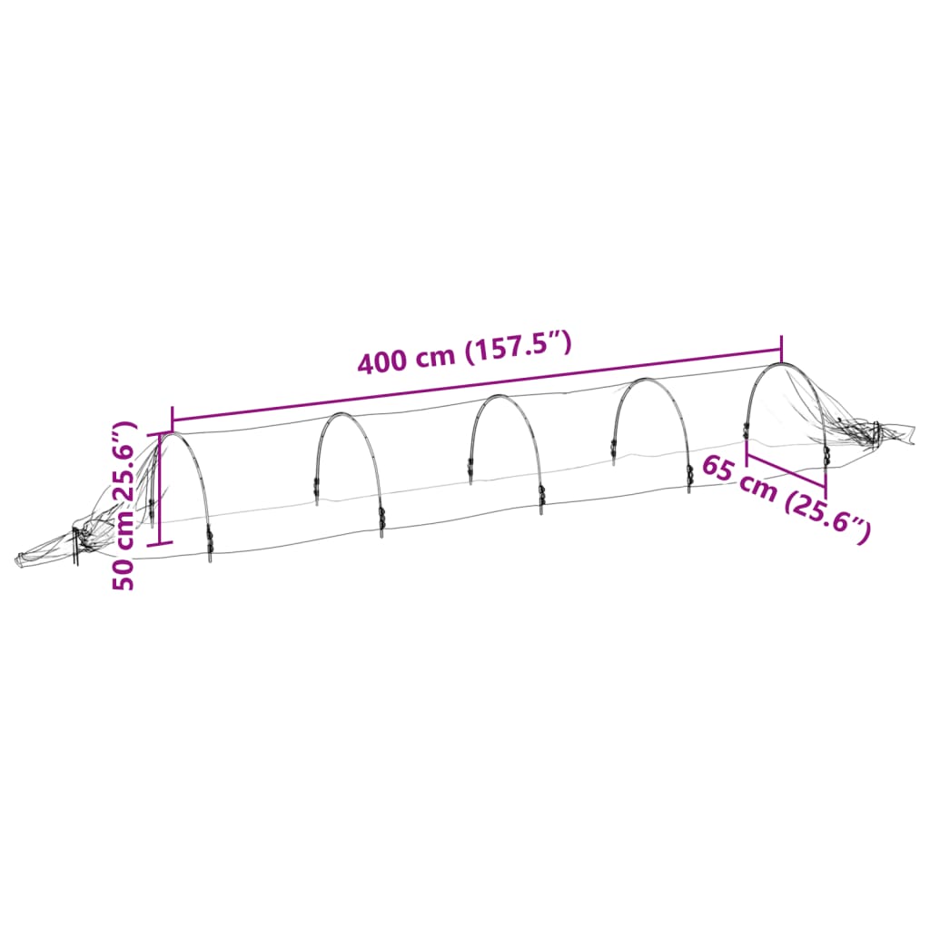 vidaXL Tuneluri din plasă, 2 buc., 1,5x5 m, fibră de sticlă și PP