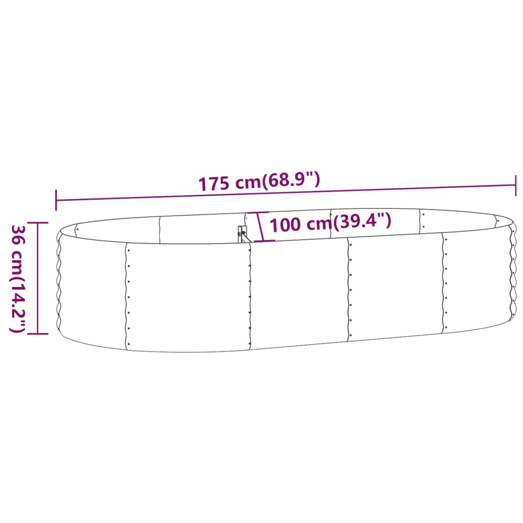 vidaXL Strat înălțat grădină 175x100x36 cm oțel vopsit electrostatic