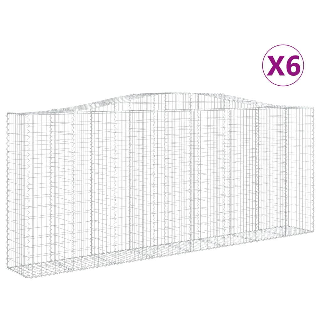 vidaXL Coșuri gabion arcuite 6 buc. 400x50x160/180 cm, fier galvanizat