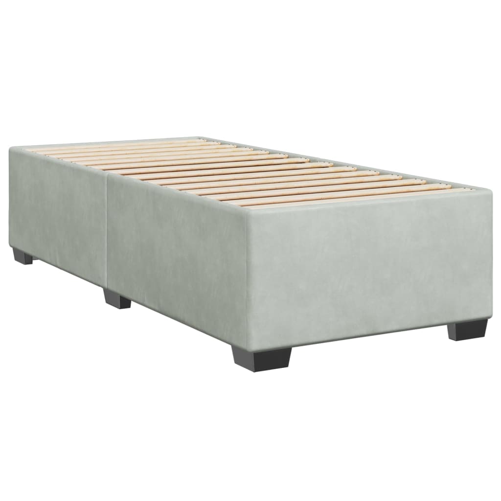 vidaXL Pat box spring cu saltea, gri deschis, 100x200 cm, catifea