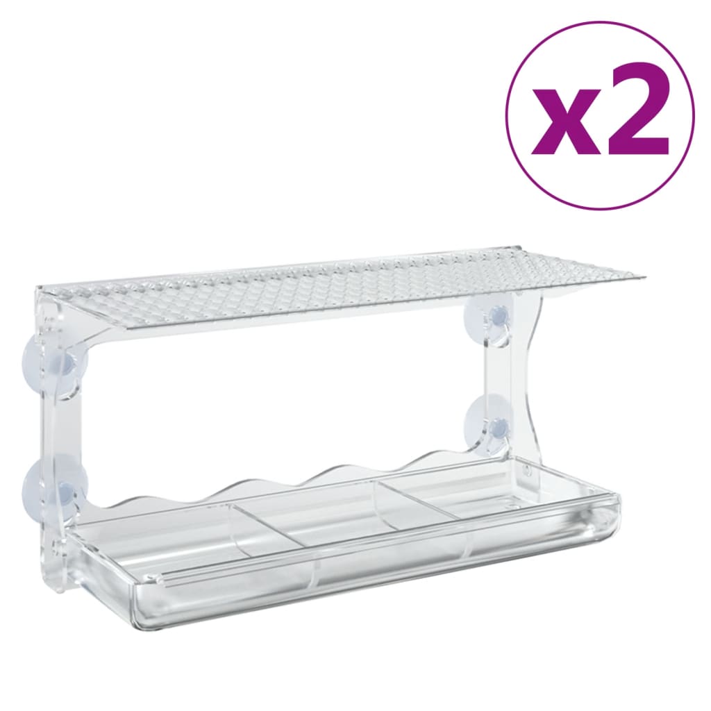 vidaXL Hrănitoare păsări pentru fereastră 2 buc. 30x12x15 cm acril