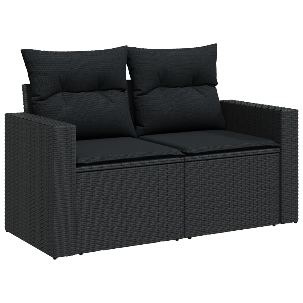 vidaXL Set mobilier de grădină cu perne, 14 piese, negru, poliratan