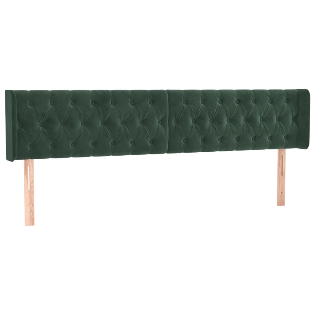 vidaXL Tăblie de pat cu aripioare verde închis 203x16x78/88 cm catifea