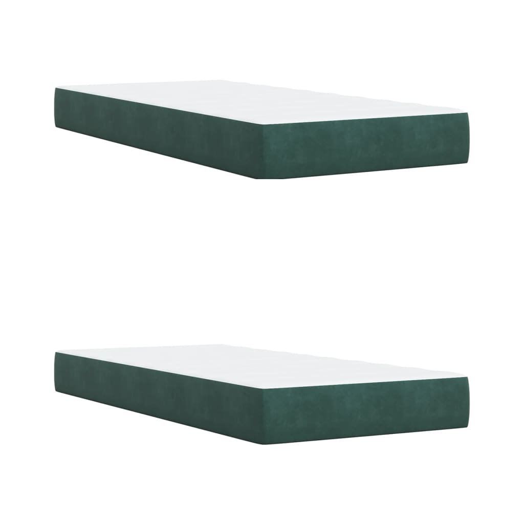 vidaXL Pat box spring cu saltea, verde închis, 200x200 cm, catifea