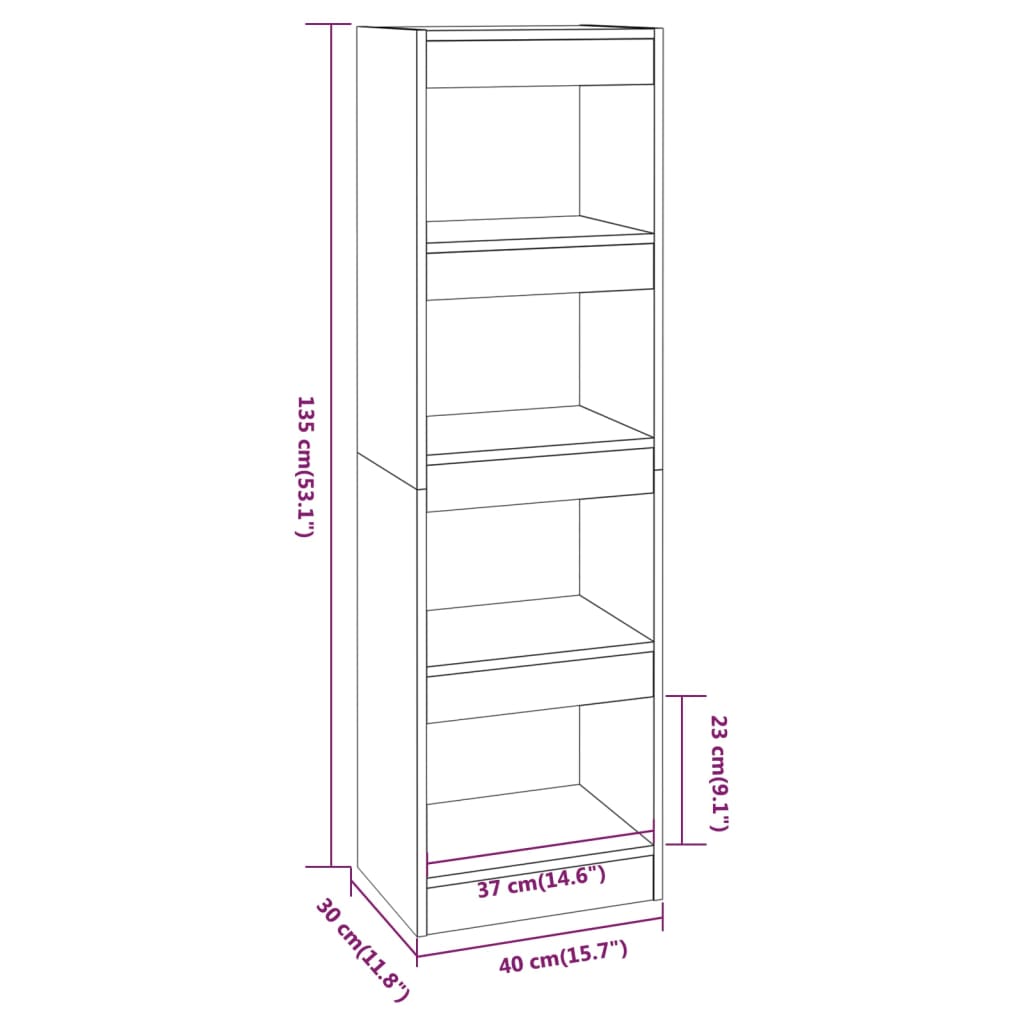 vidaXL Bibliotecă/Separator cameră, gri beton, 40x30x135 cm