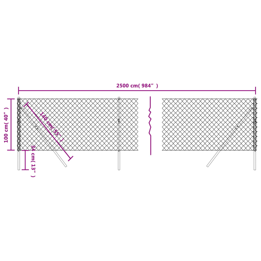 vidaXL Gard de plasă de sârmă, verde, 1x25 m