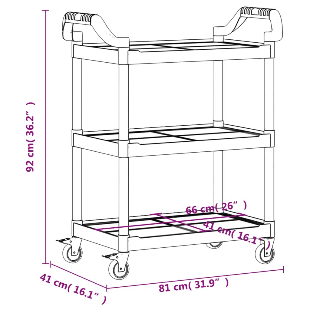 vidaXL Cărucior cu 3 niveluri, gri, 81x41x92 cm, aluminiu