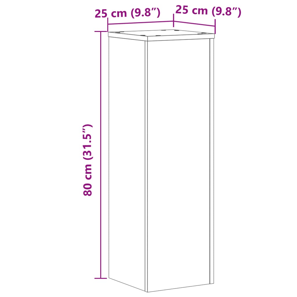 vidaXL Suporturi plante 2 buc. stejar maro 25x25x80cm lemn prelucrat