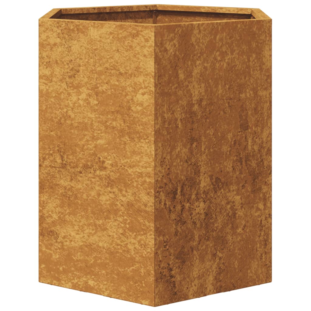 vidaXL Jardinieră de grădină 46x40x45 cm oțel corten hexagonal