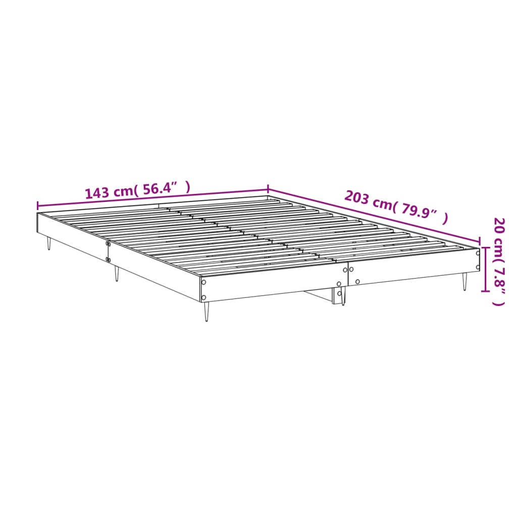 vidaXL Cadru pat fără saltea stejar fumuriu 140x200 cm lemn prelucrat