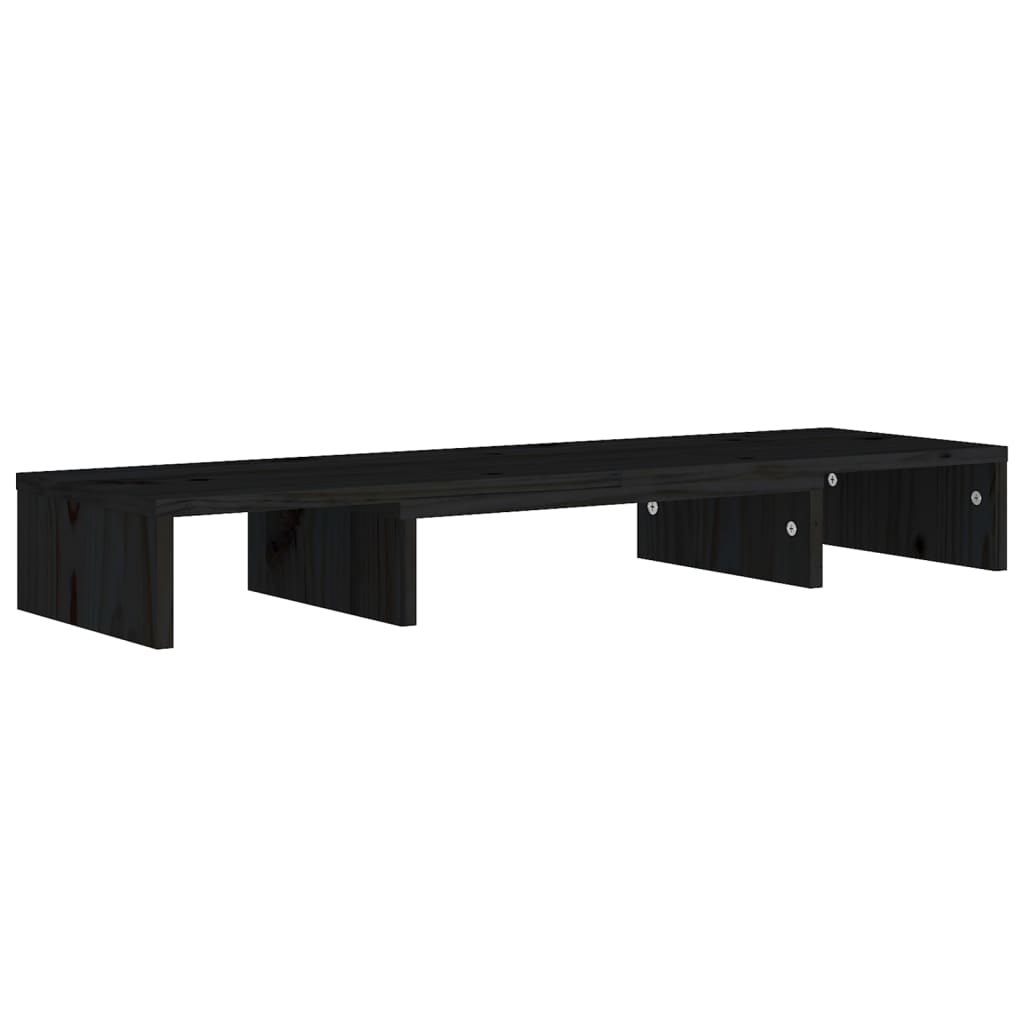 vidaXL Stand pentru monitor, negru, 80x24x10,5 cm, lemn masiv de pin