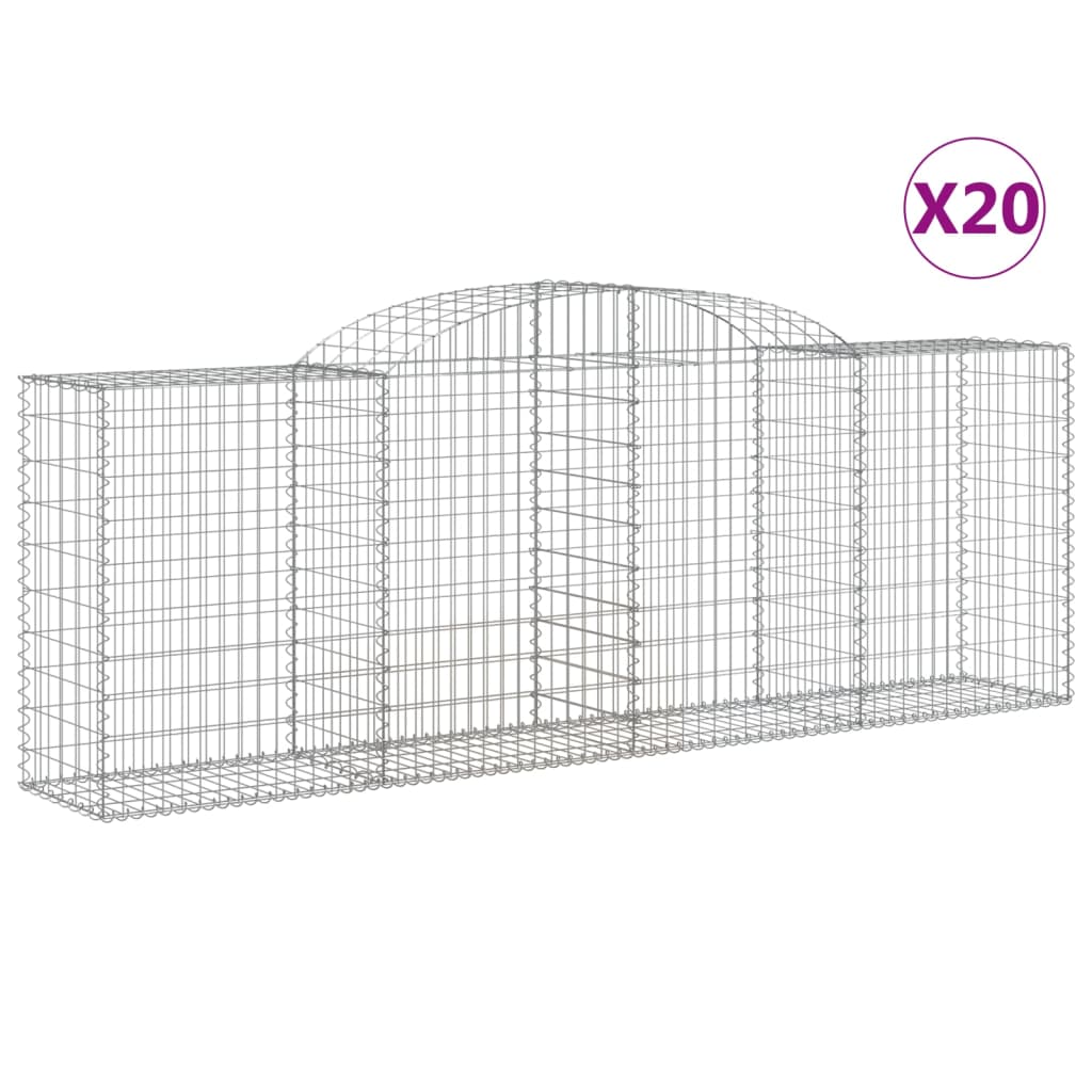 vidaXL Coșuri gabion arcuite 20 buc, 300x50x100/120cm, fier galvanizat