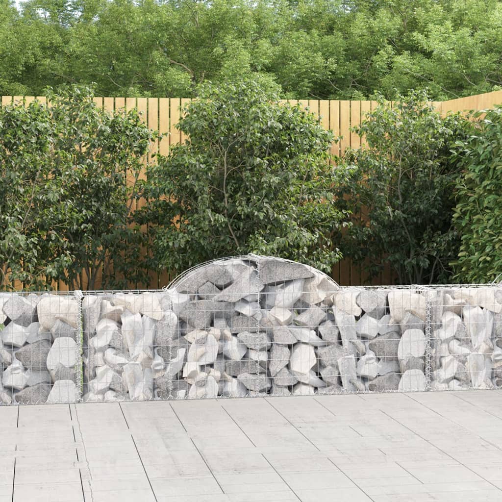 vidaXL Coșuri gabion arcuite 8 buc, 200x30x60/80 cm, fier galvanizat