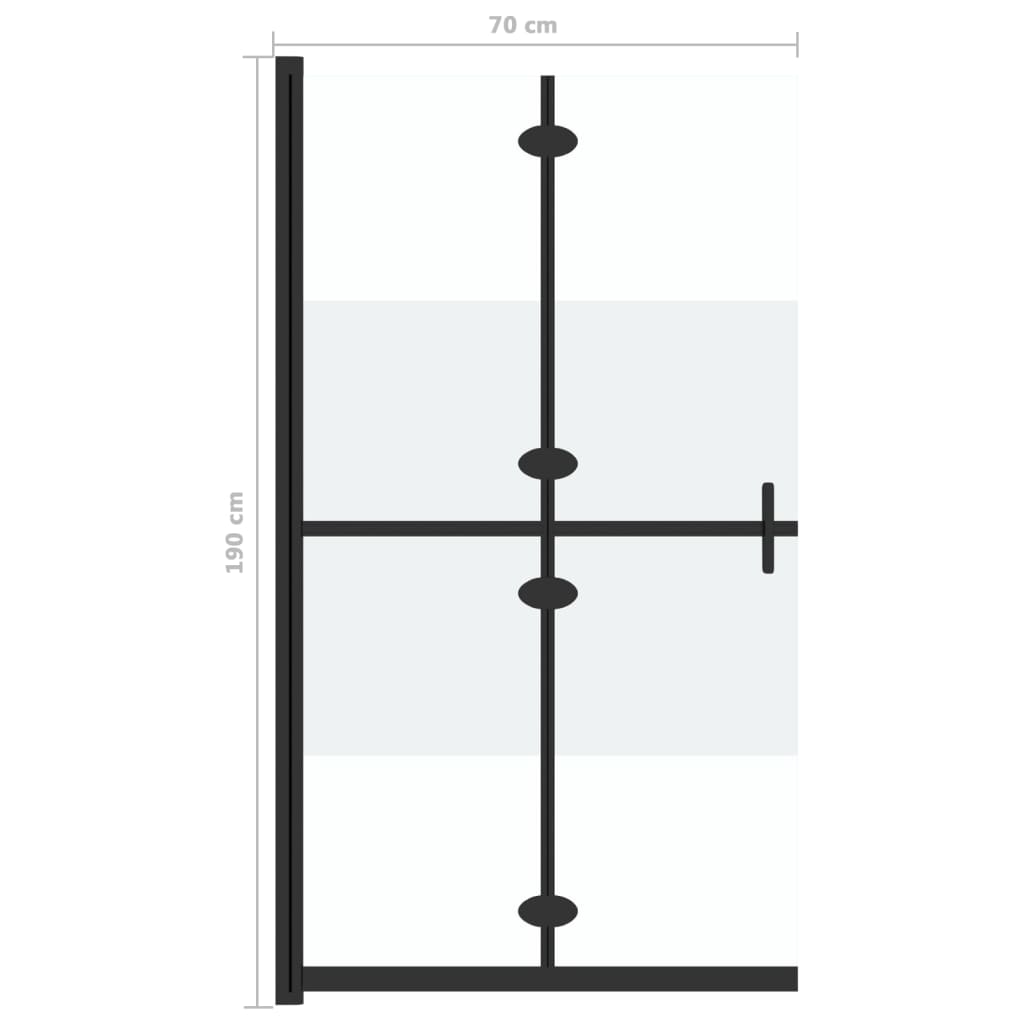 vidaXL Perete duș walk-in pliabil, 70x190 cm, sticlă ESG jumătate mată