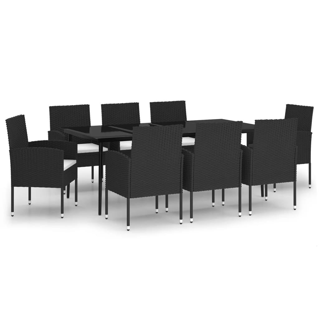 vidaXL Set de mobilier de grădină, 9 piese, negru