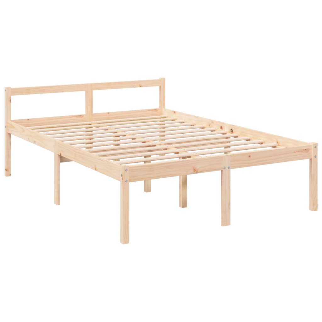 vidaXL Cadru de pat senior cu tăblie dublu, lemn masiv
