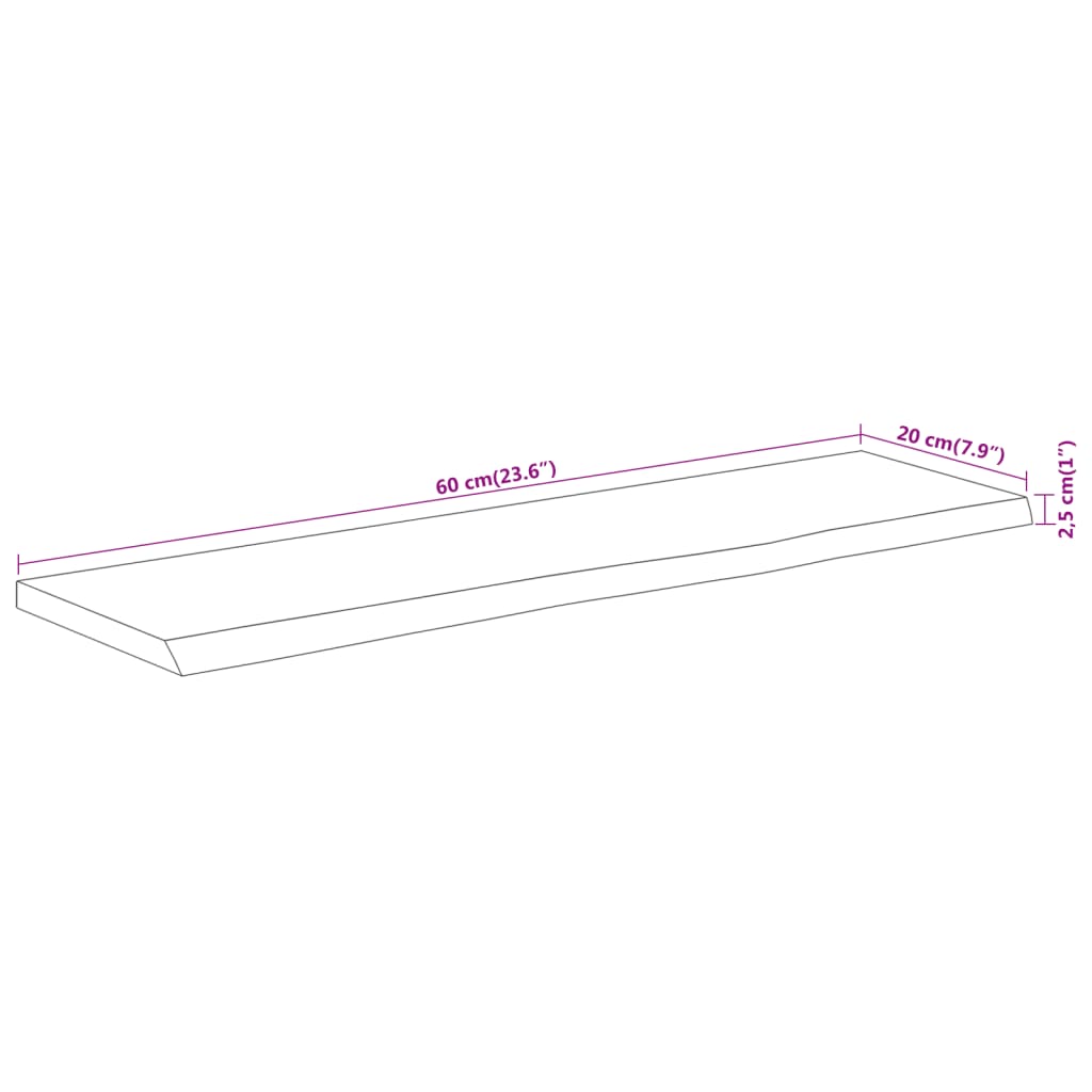 vidaXL Raft perete 60x20x2,5 cm dreptunghiular lemn acacia margine vie