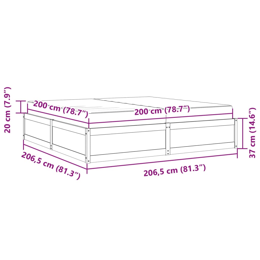 vidaXL Pat cu saltea, 200x200 cm, lemn masiv de pin