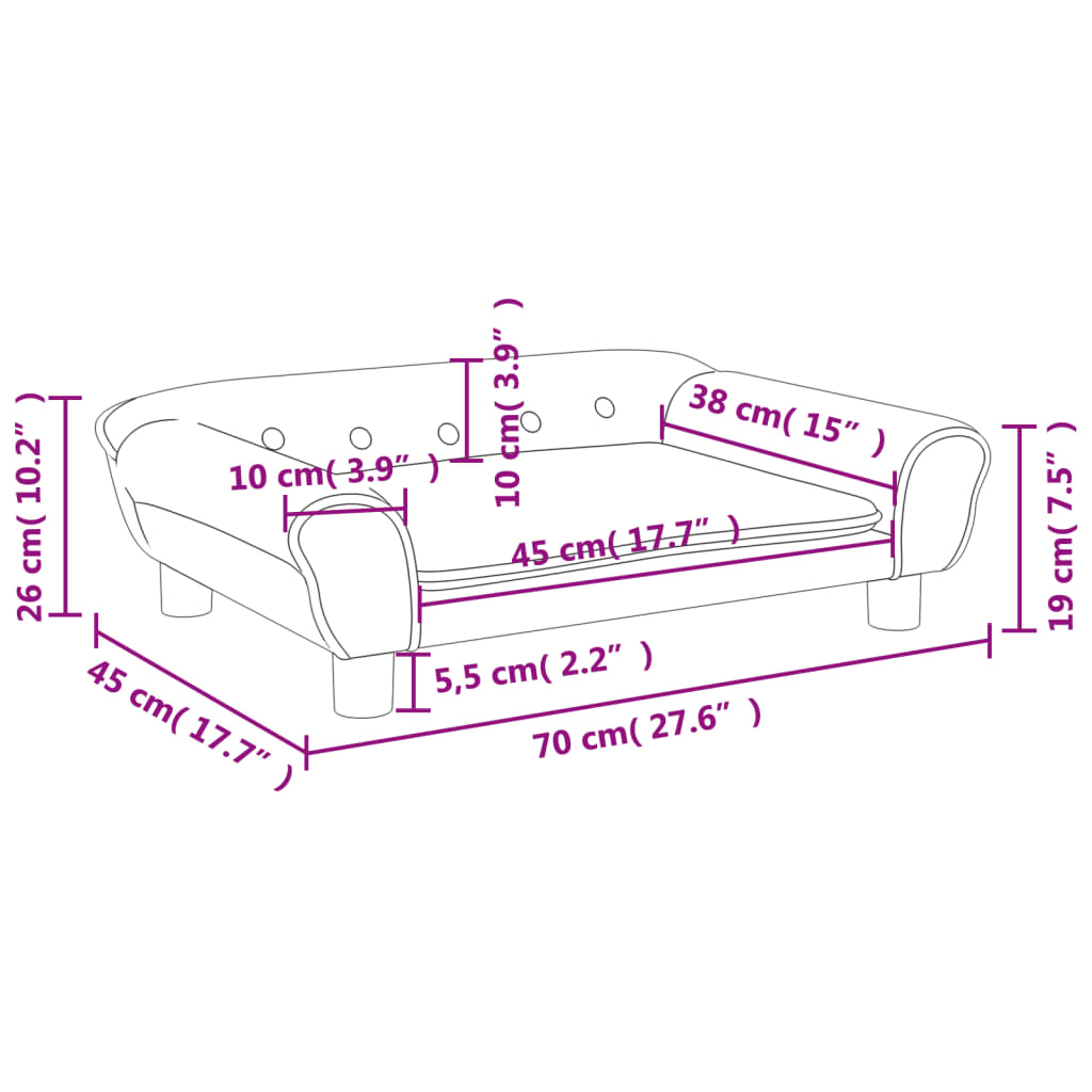 vidaXL Canapea pentru copii, gri închis, 70x45x26 cm, catifea