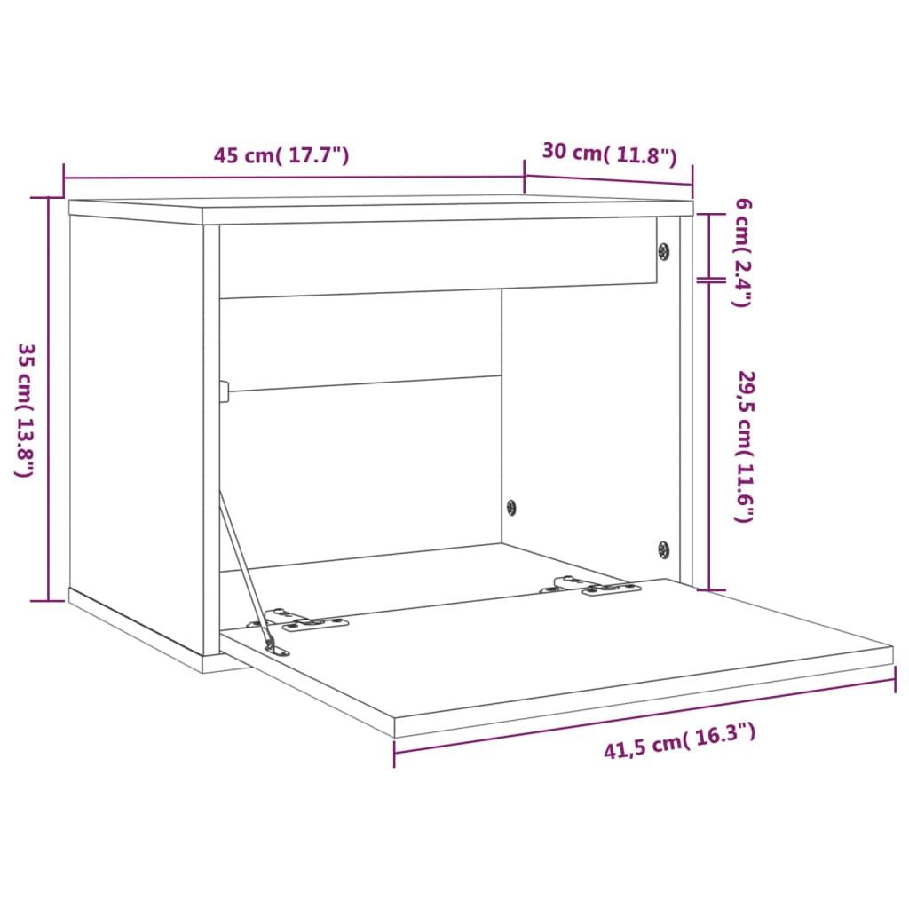 vidaXL Dulap de perete, alb, 45x30x35 cm, lemn masiv de pin