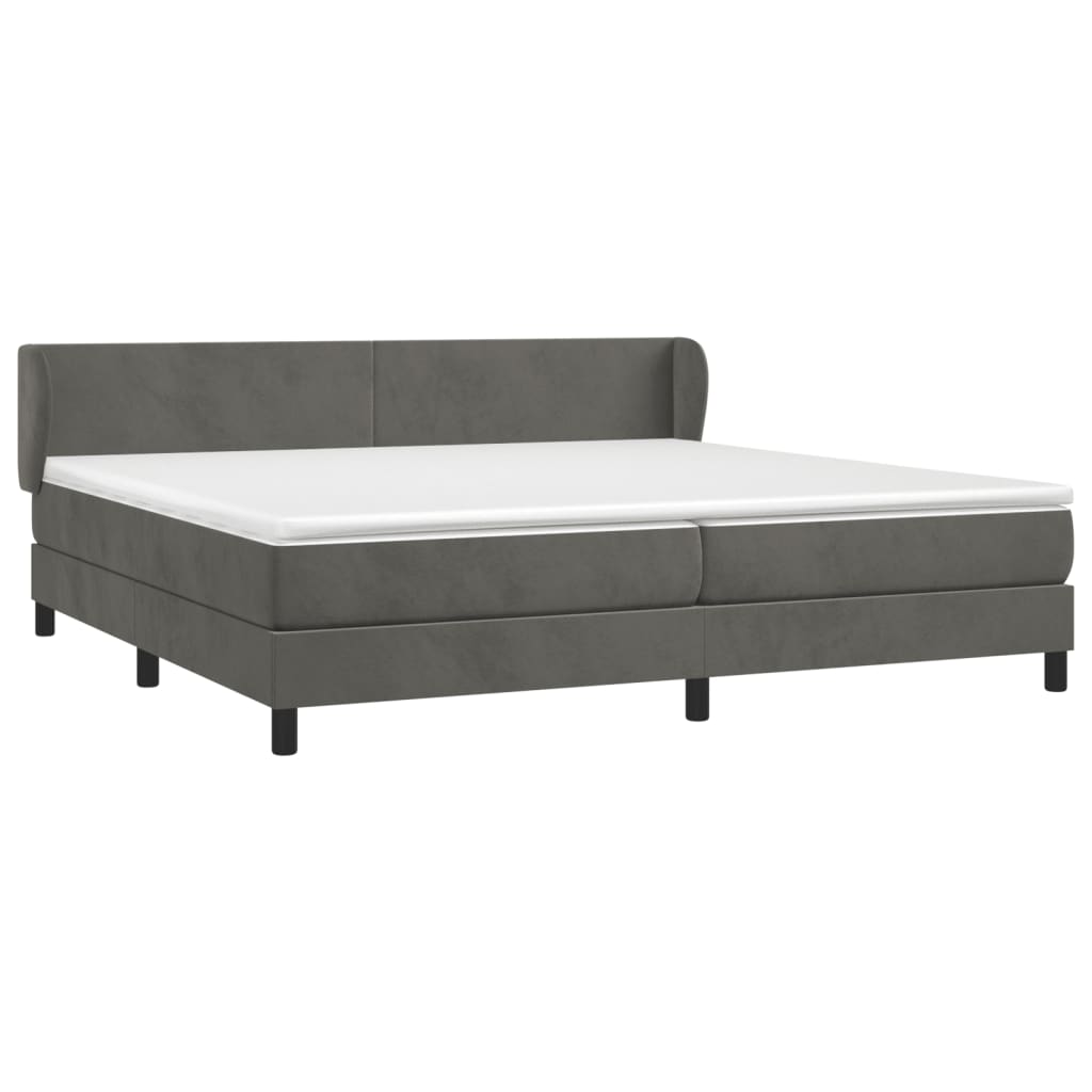 vidaXL Pat box spring cu saltea, gri închis, 200x200 cm, catifea