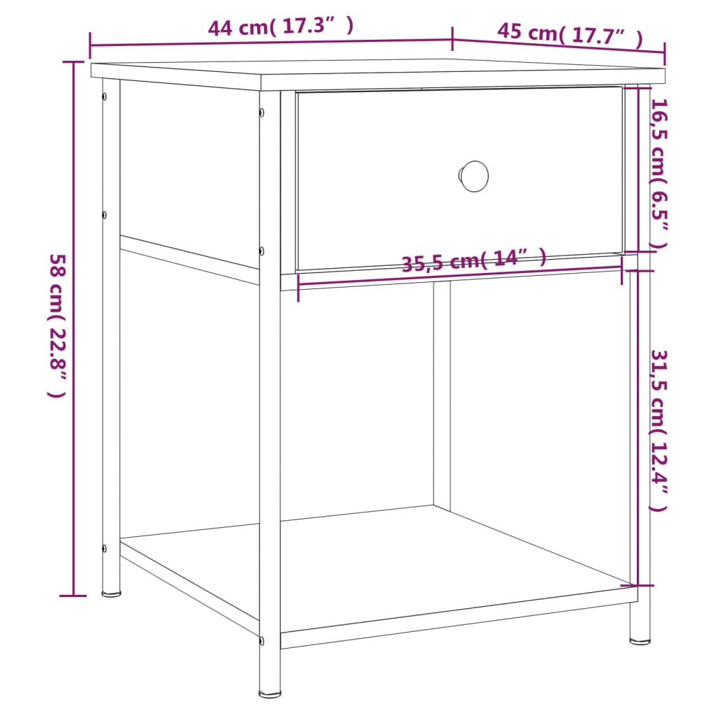 vidaXL Noptiere, 2 buc., stejar maro, 44x45x58 cm, lemn compozit