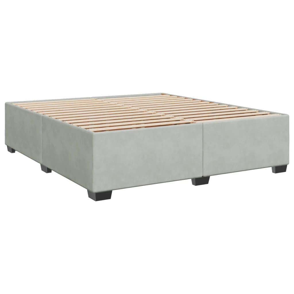 vidaXL Pat box spring cu saltea, gri deschis, 180x200 cm, catifea