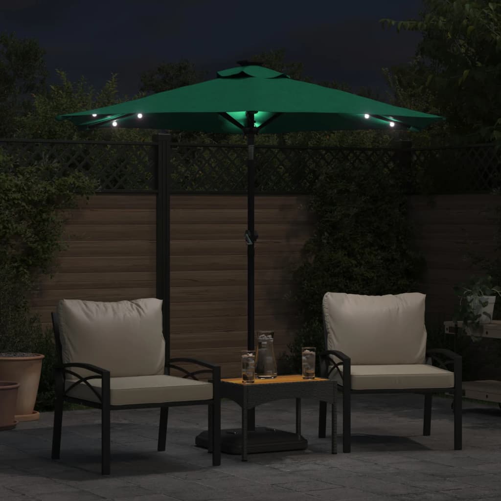 vidaXL Umbrelă soare de grădină stâlp din oțel/LED verde 225x225x212cm